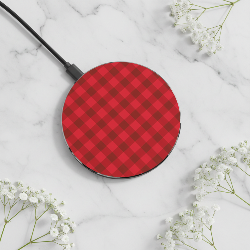 Red Buffalo Plaid Wireless Charger - Baby's Breath