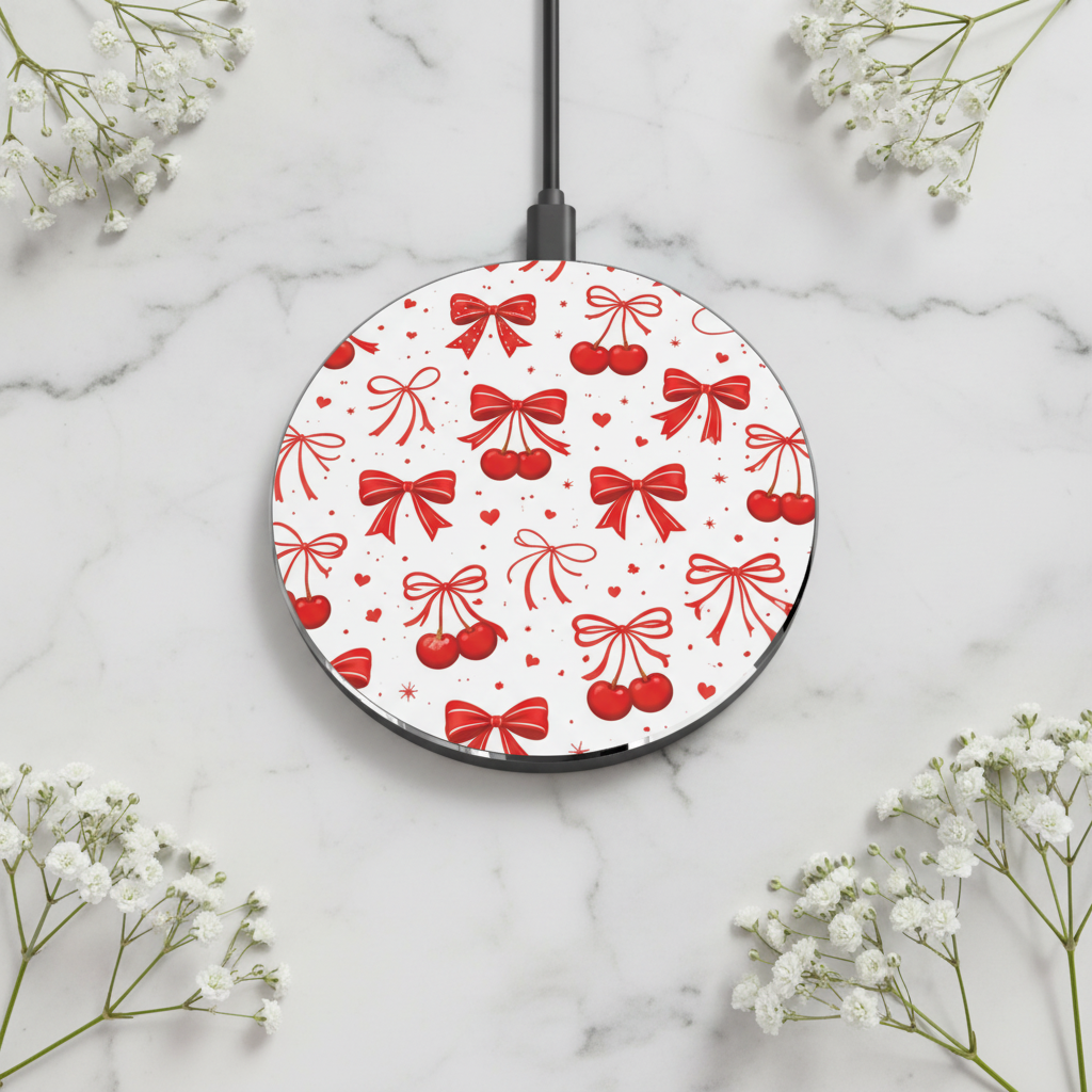 Red Cherry Bow Wireless Charger