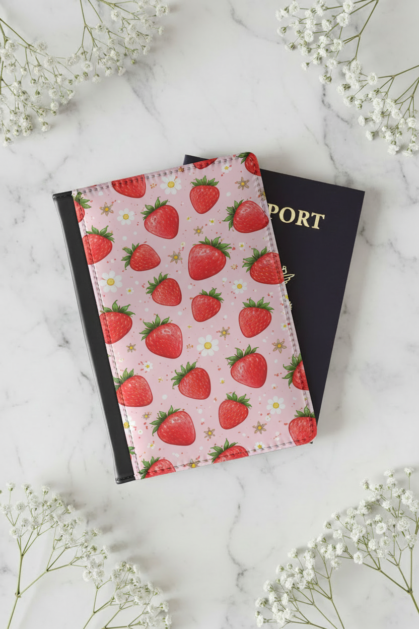 Strawberry Bloom Passport Cover
