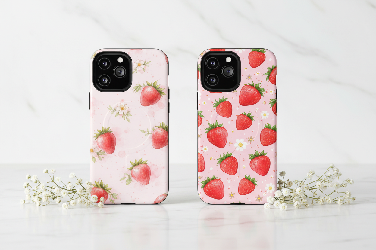 Strawberry Cases on Marble