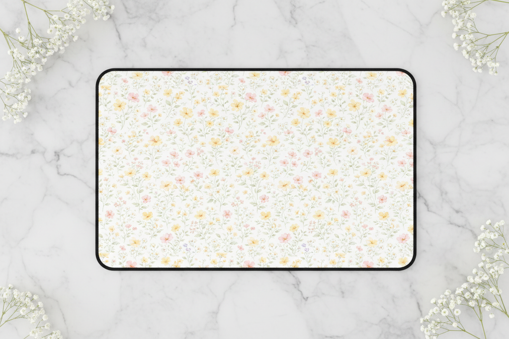 Tiny Pastel Wildflowers Desk Mat