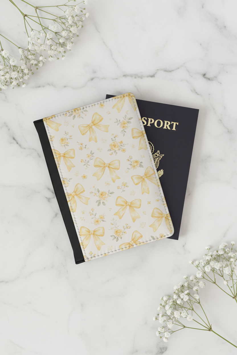 Yellow Bow Floral Passport Cover