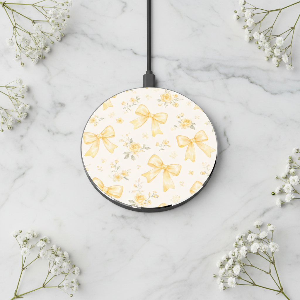 Yellow Bow Floral Wireless Charger