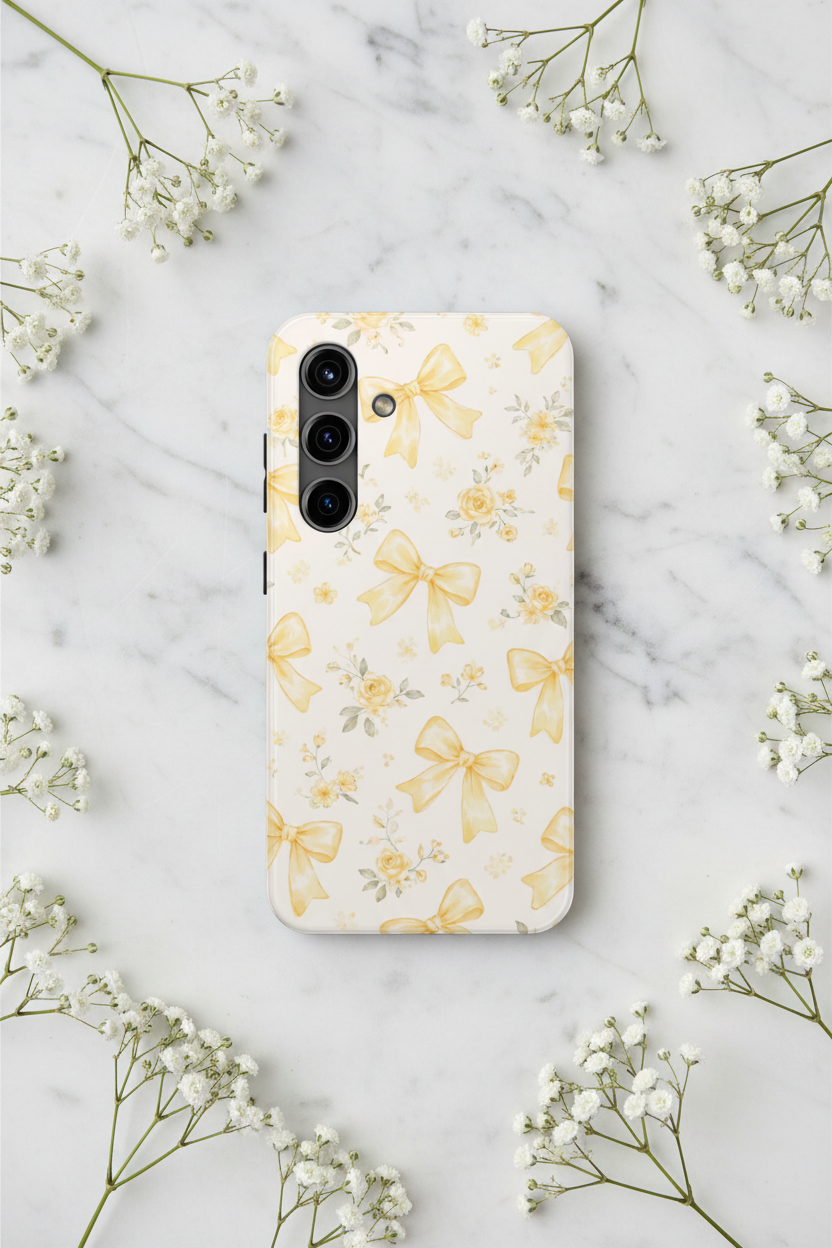 Yellow Watercolor Bows Phone Case